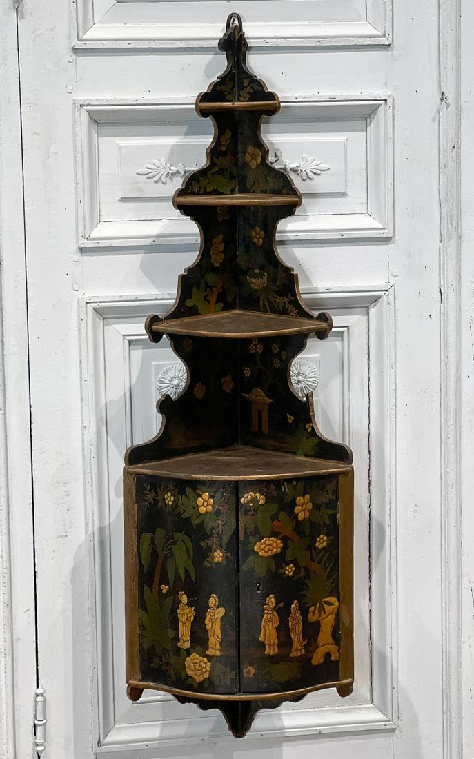 Continental Chinoiserie Corner Etagere Cabinet (1 of 9)