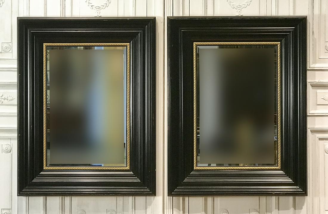 Pair Large Gilt And Black Painted Mirrors (1 of 5)