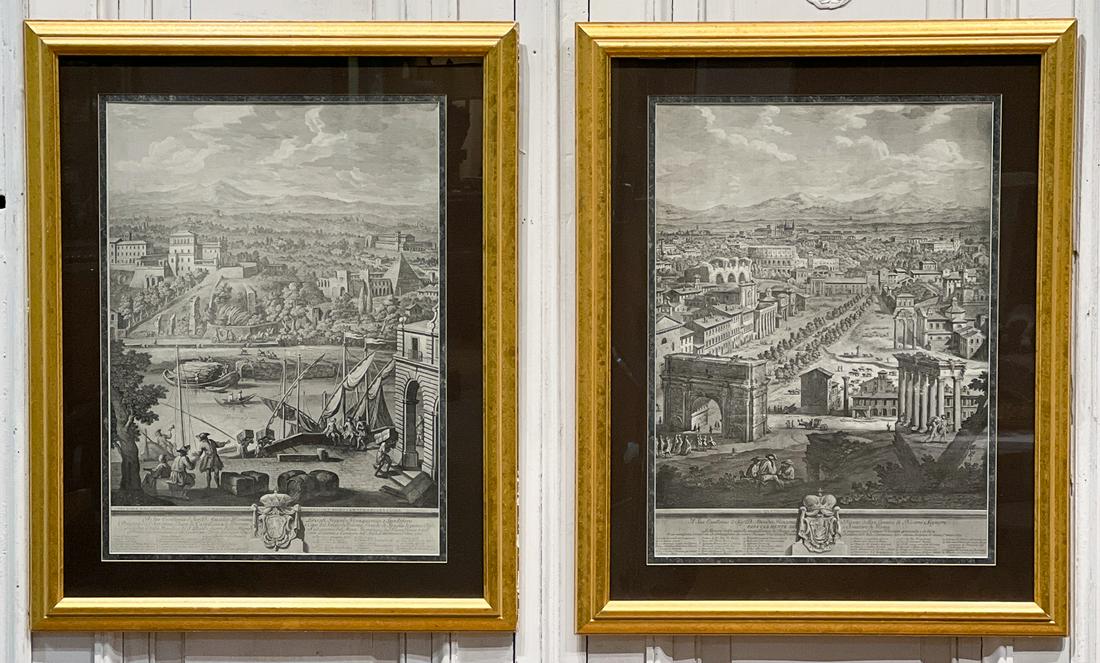 Pair Roman City View Framed Engravings (1 of 12)
