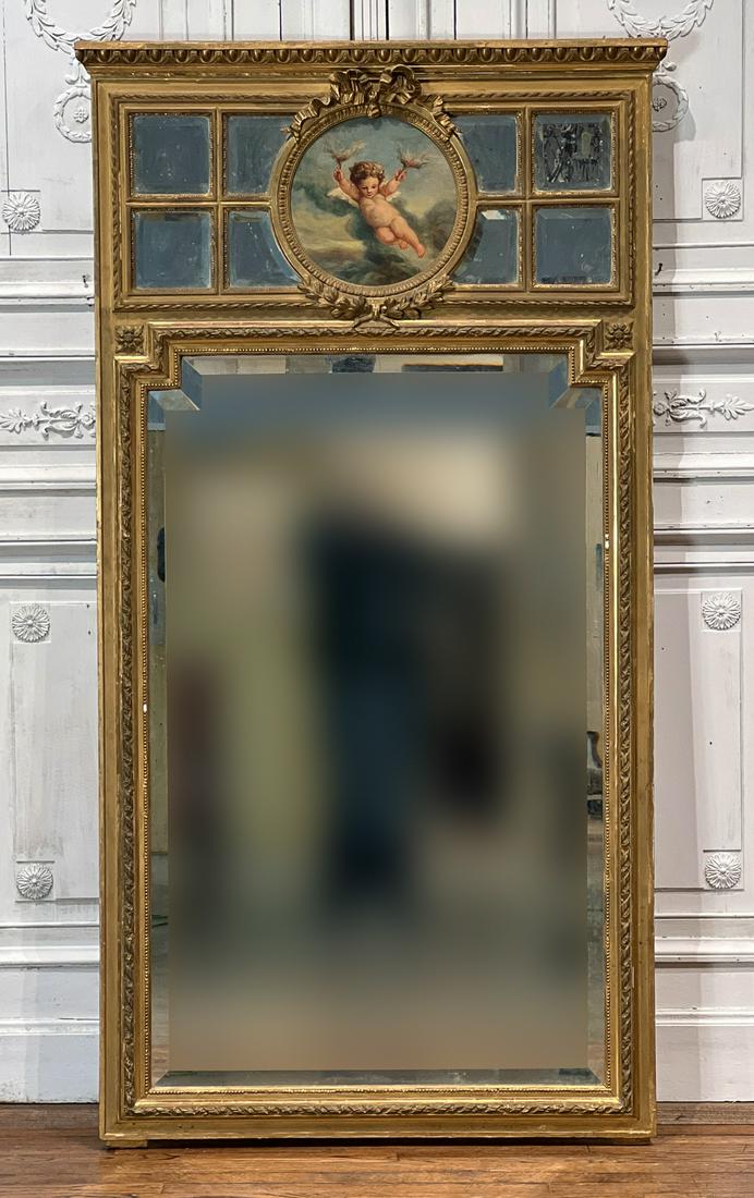 Louis XVI Style Giltwood Trumeau Mirror (1 of 11)