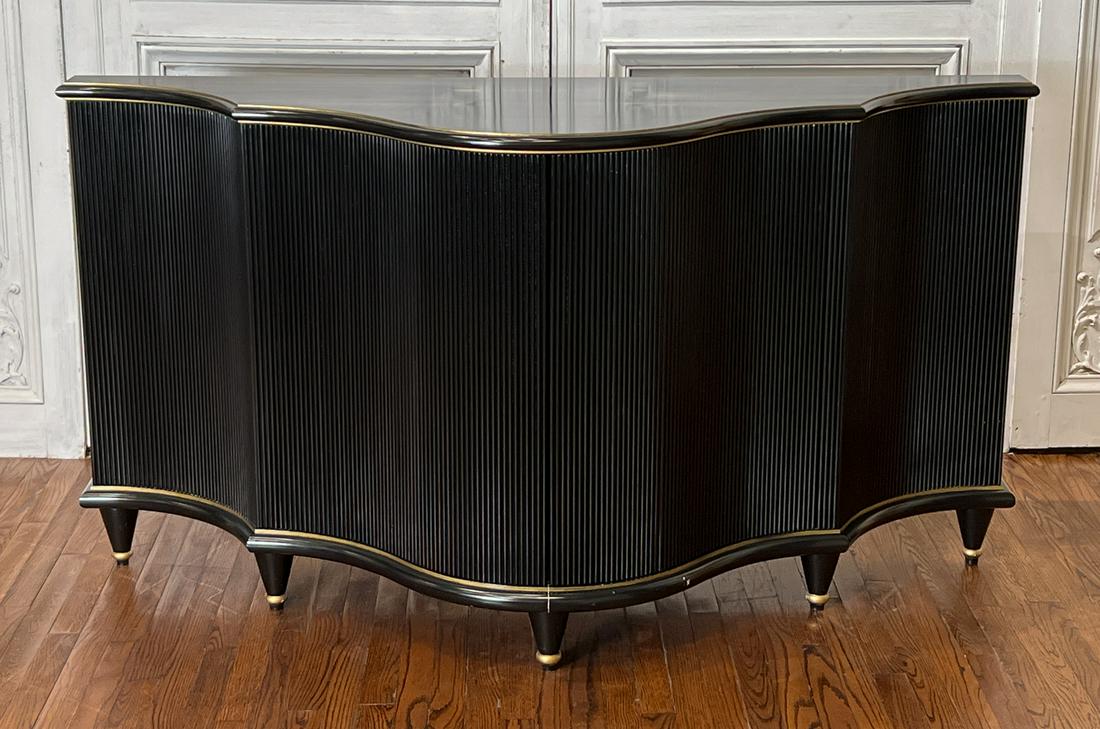 Hollywood Regency Style Black Lacquer Credenza B (1 of 10)