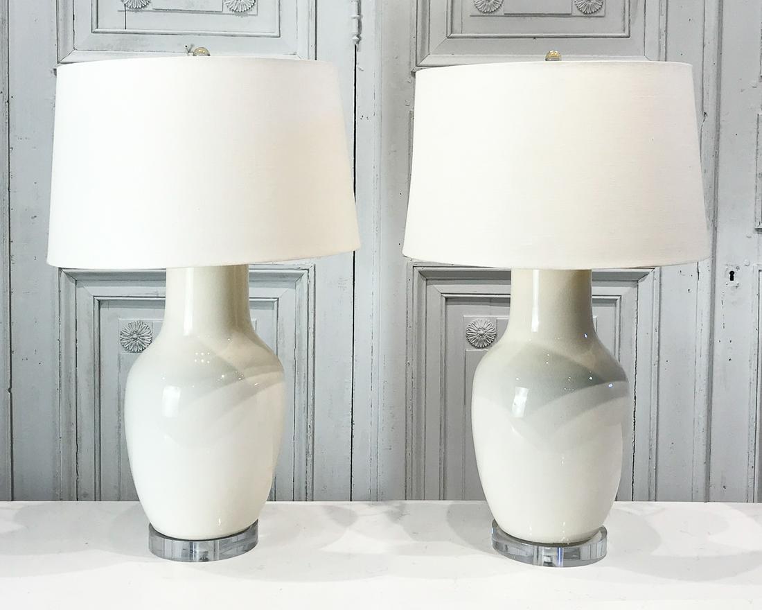 Pair Modern Craquelure Pottery Table Lamps (1 of 7)
