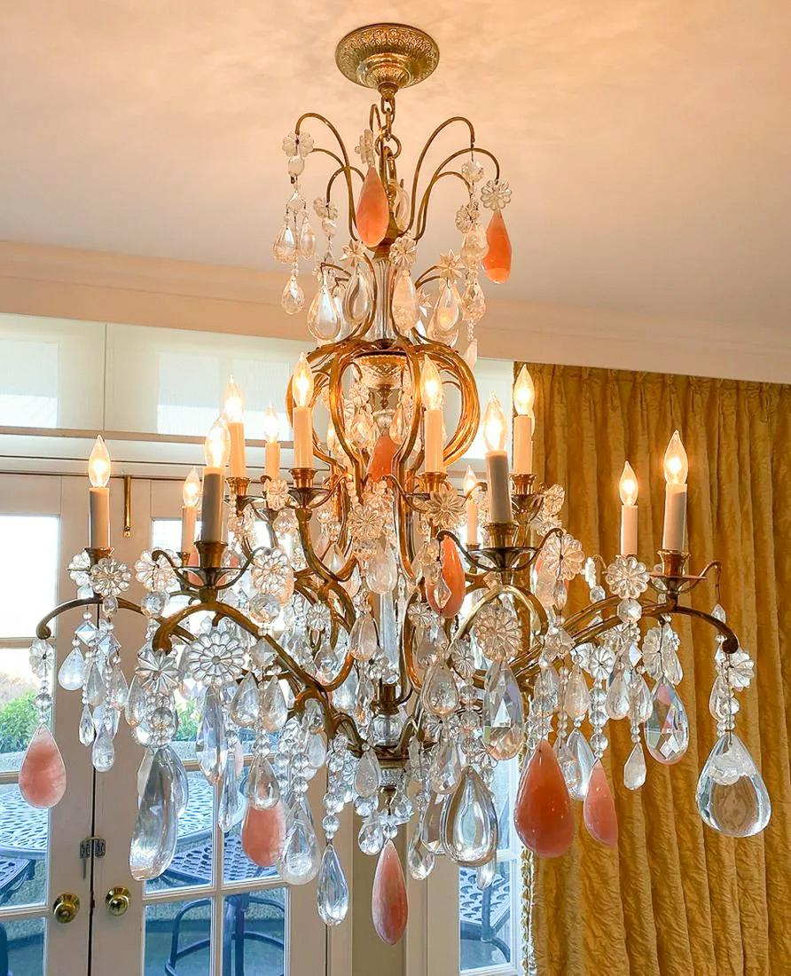 Large Rose Quartz And Rock Crystal Chandelier (1 of 7)