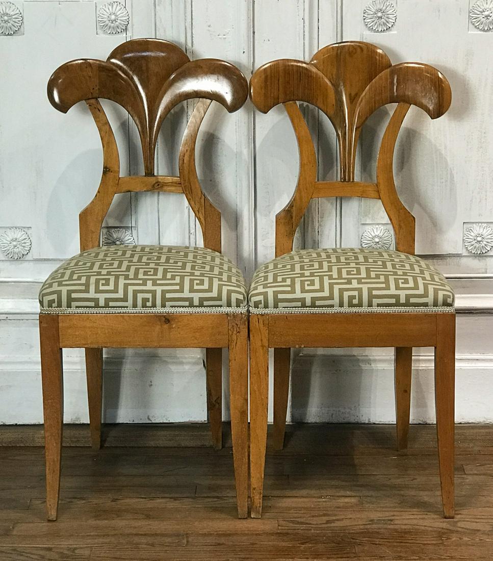 Pair Biedermeier Blondewood Side Chairs (1 of 9)