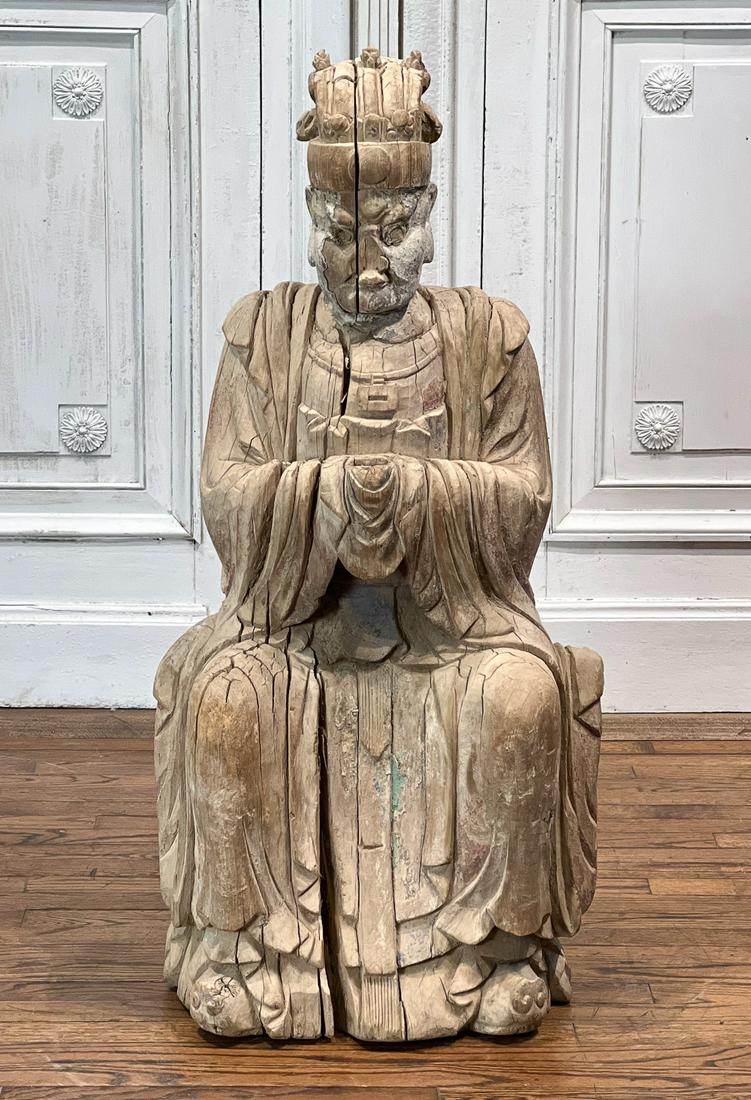 Large Asian Carved Wood Temple Figure (1 of 9)