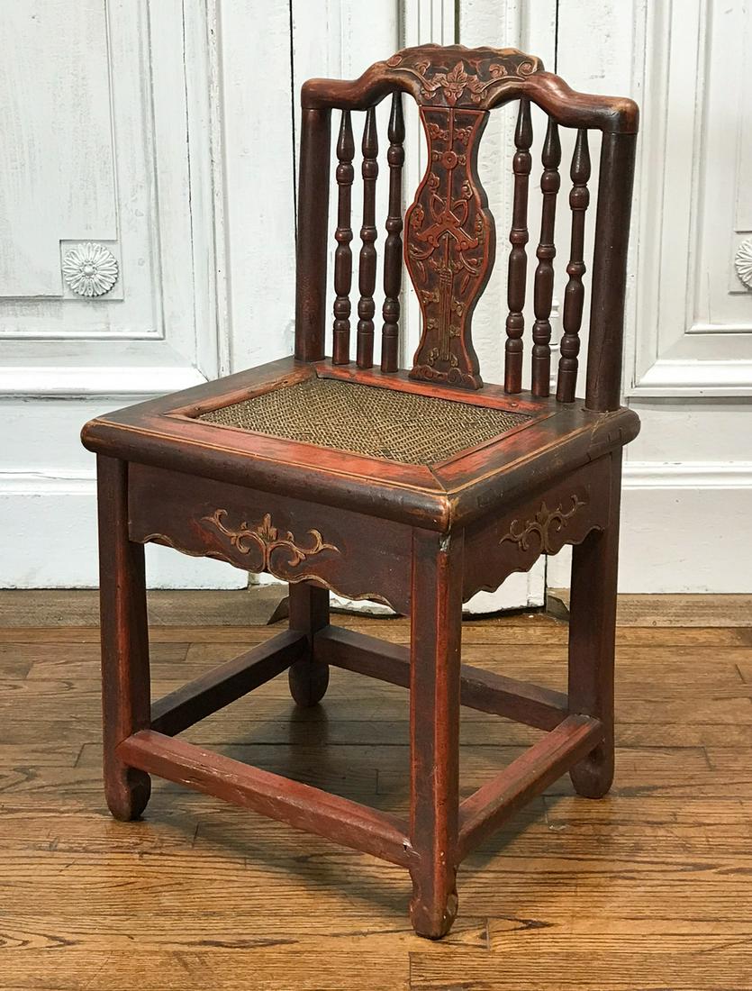 Chinese Red Lacquer Carved Hongmu Wood Side (1 of 8)