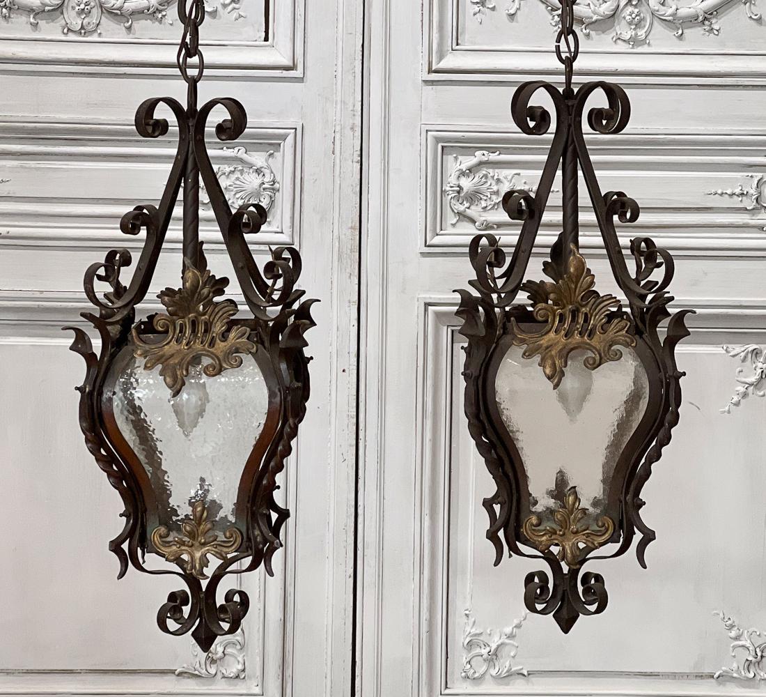 Pair Rococo Style Wrought Iron Lanterns (1 of 9)