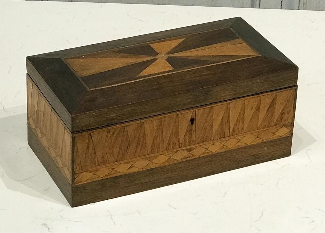 Victorian Rosewood And Cherry Inlaid Tea Caddy (1 of 8)