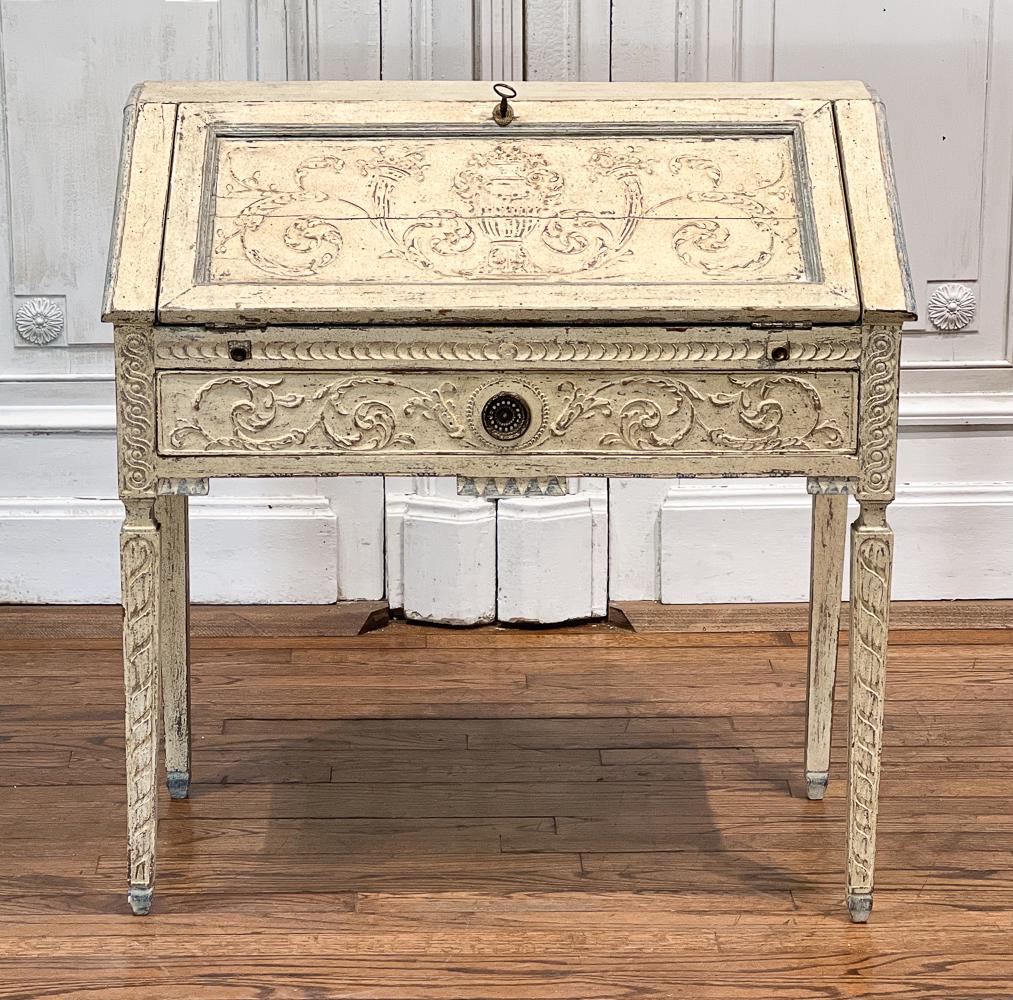 Italian Painted Walnut Slant Front Bureau (1 of 12)