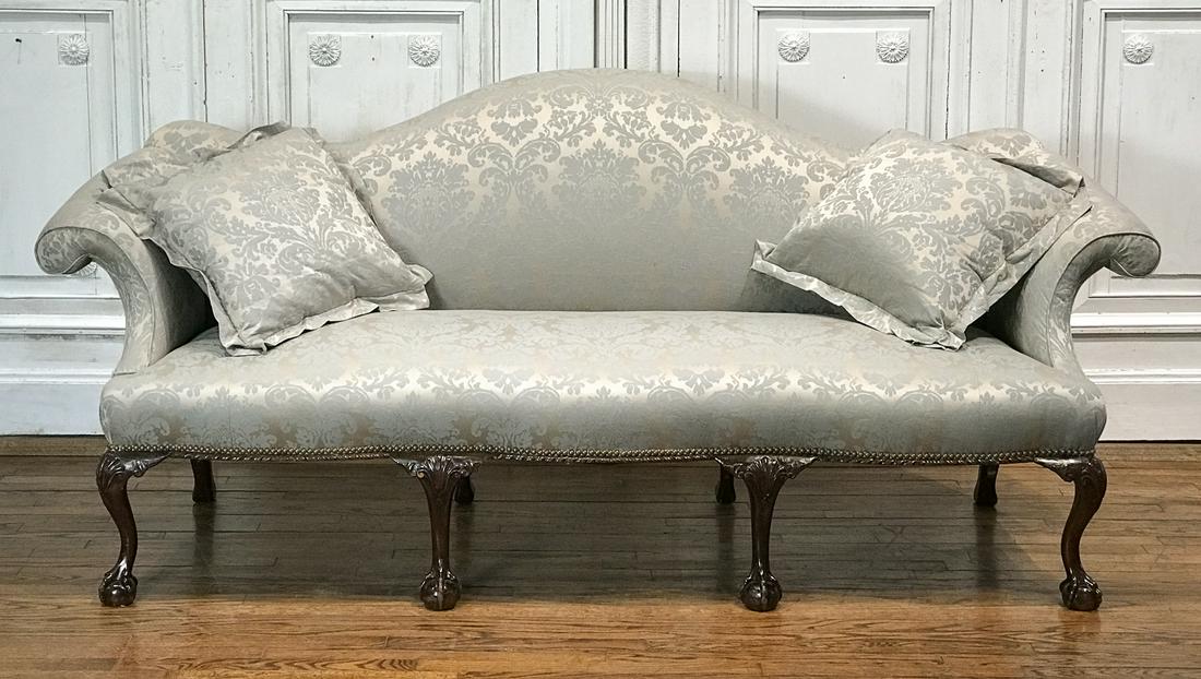 Chippendale Style Mahogany Camel Back Sofa (1 of 8)