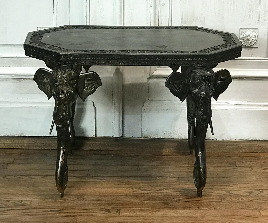 Indian Black Painted Elephant Side Table (1 of 7)
