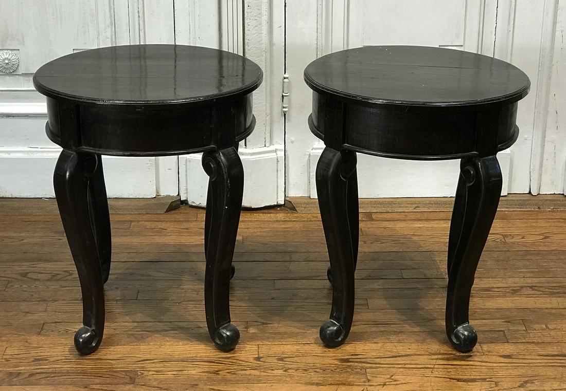 Pair Black Painted Side Tables (1 of 5)