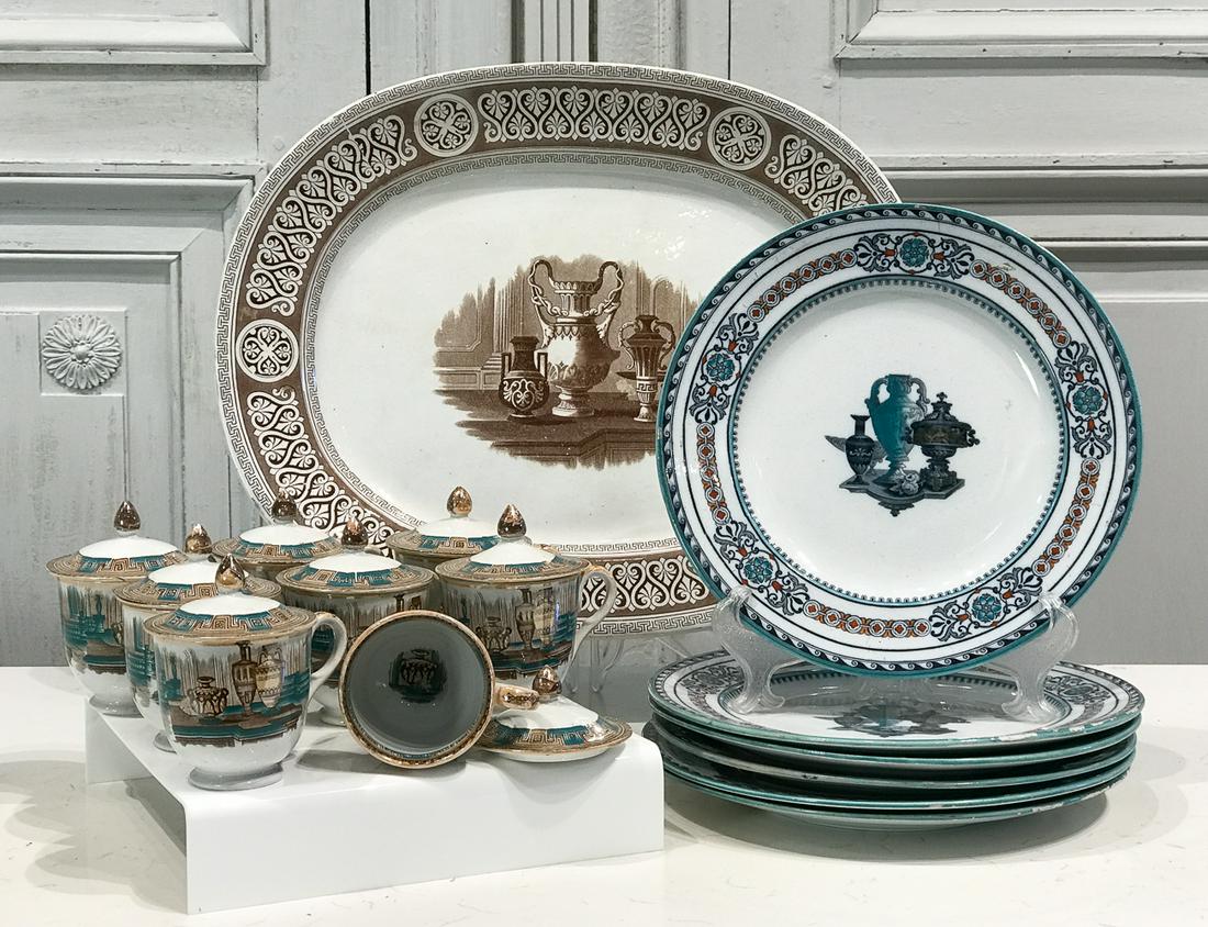 Victorian Etruscan Vase Stoneware Table Group (1 of 9)