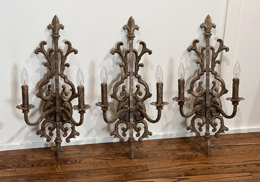 Three Regence Style Patinated Metal Sconces (1 of 7)