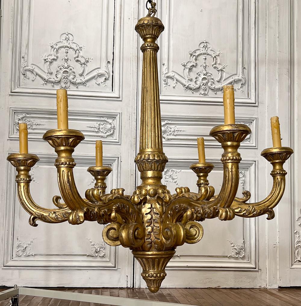 Large Italian Giltwood Chandelier (1 of 10)