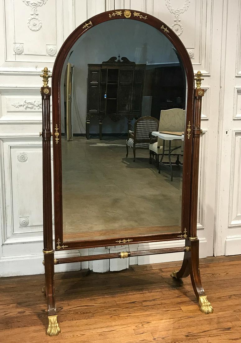 Large Empire Style Bronze Mounted Cheval Mirror (1 of 5)