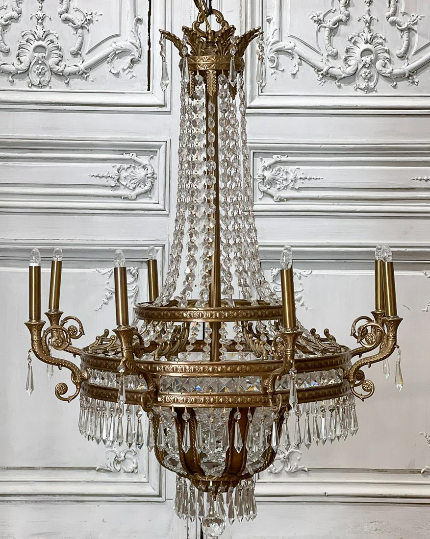 Louis XVI Style Gilt Bronze Cut Glass Chandelier (1 of 10)