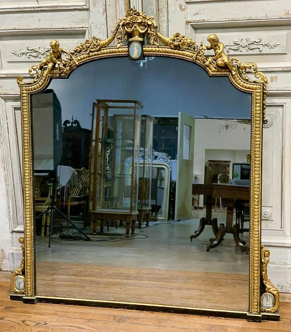 Large Louis XV Style Giltwood Overmantel Mirror (1 of 10)