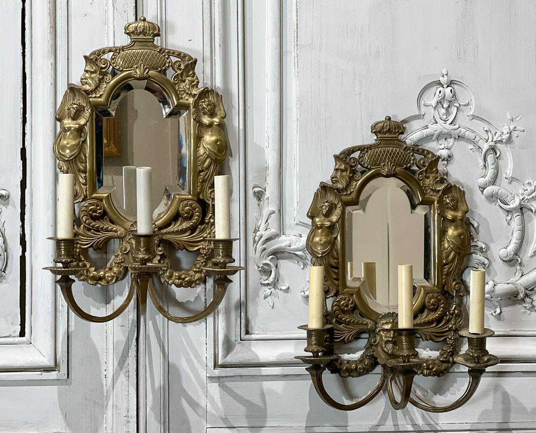 Pair Renaissance Revival Bronze Sconces (1 of 11)