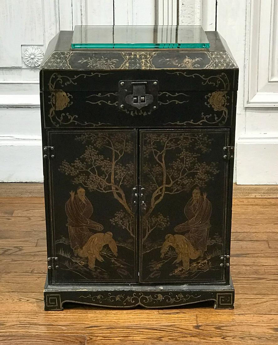 Chinese Black Lacquer Cabinet (1 of 9)
