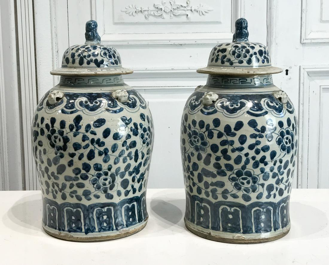 Pair Chinese Blue And White Porcelain Jars (1 of 15)