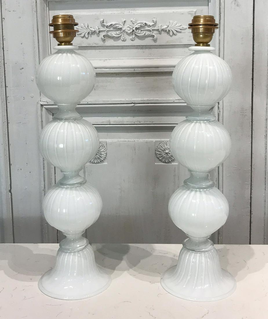 Pair Modern Murano Cased Glass Table Lamps (1 of 4)