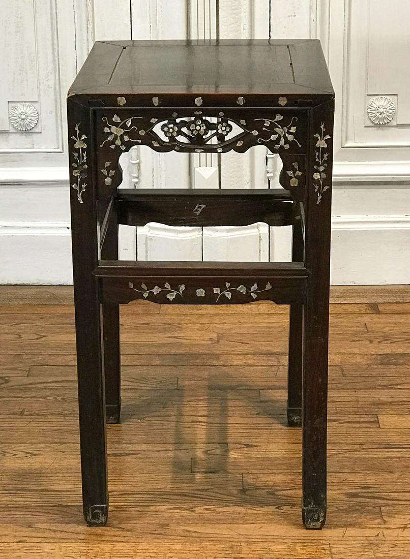 Chinese Abalone Inlaid Hongmu Wood Lamp Stand (1 of 9)