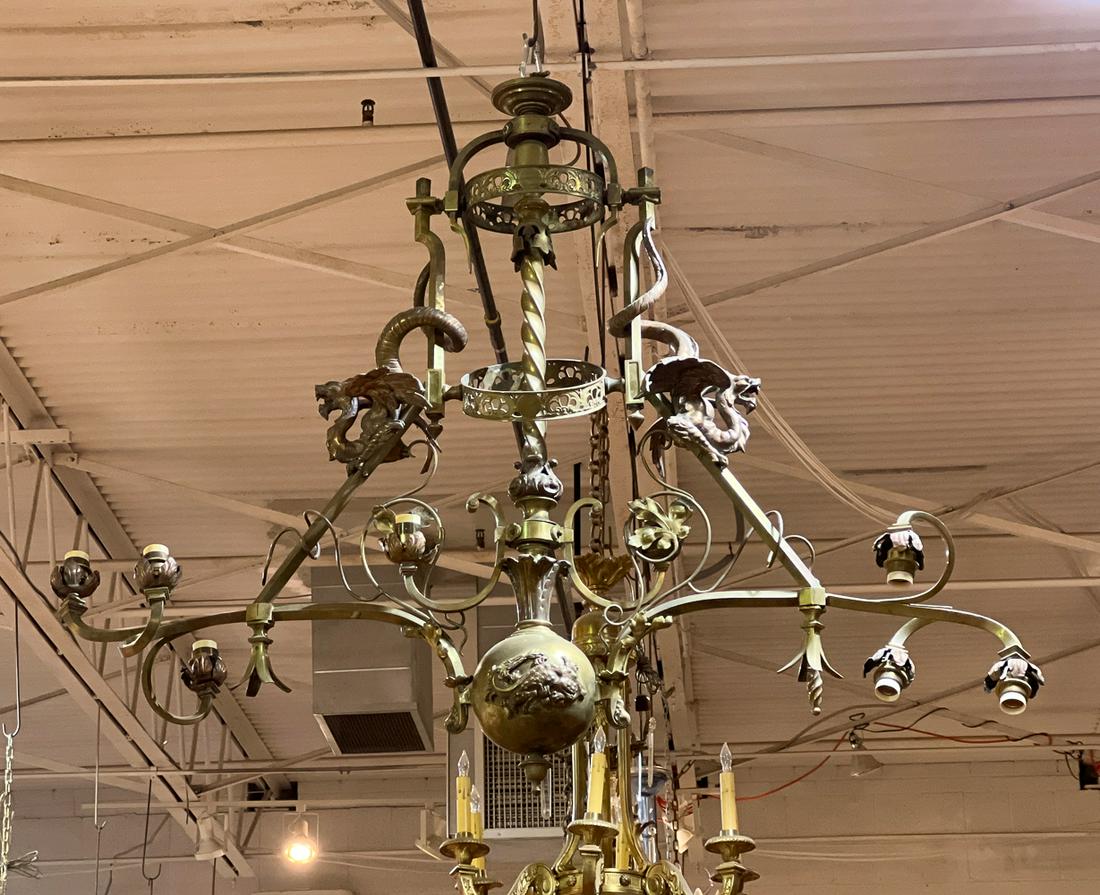 Renaissance Revival Bronze Gasolier Chandelier (1 of 9)