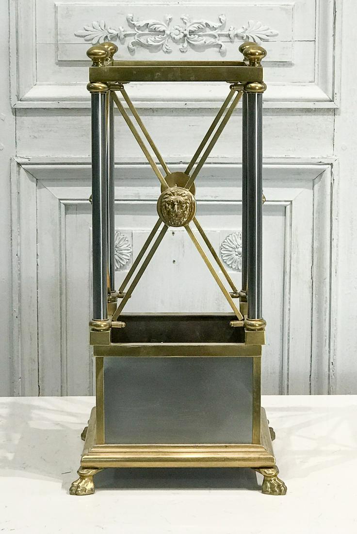 Empire Style Brass And Nickel Umbrella Stand (1 of 8)