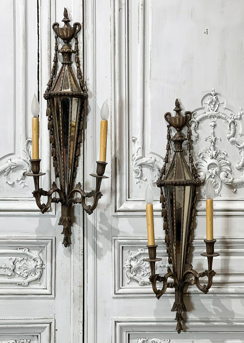 Pair Louis XVI Style Giltwood Mirror Sconces (1 of 11)