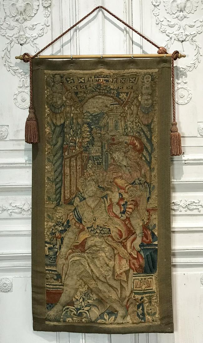 Franco Flemish Tapestry Of Queen And Attendant (1 of 6)