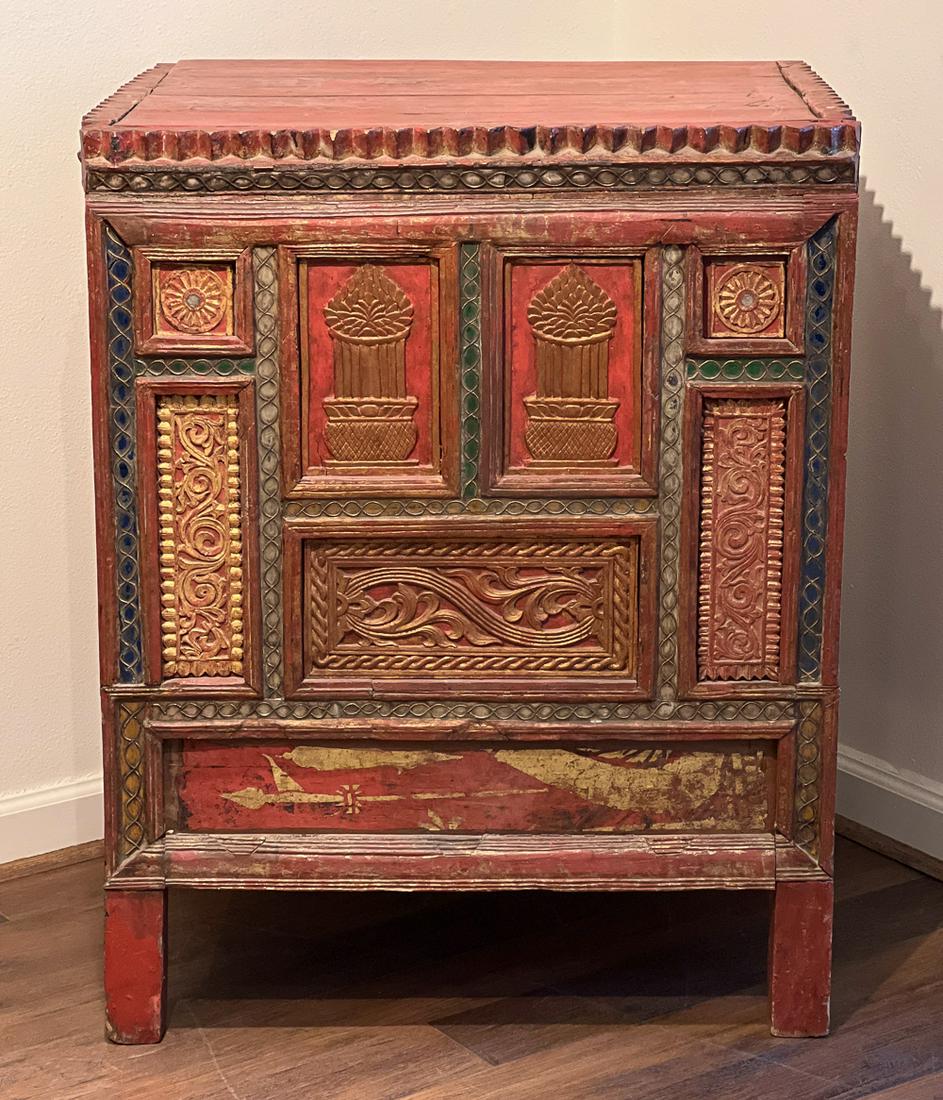 Antique Asian Painted And Mirrored Cabinet (1 of 10)