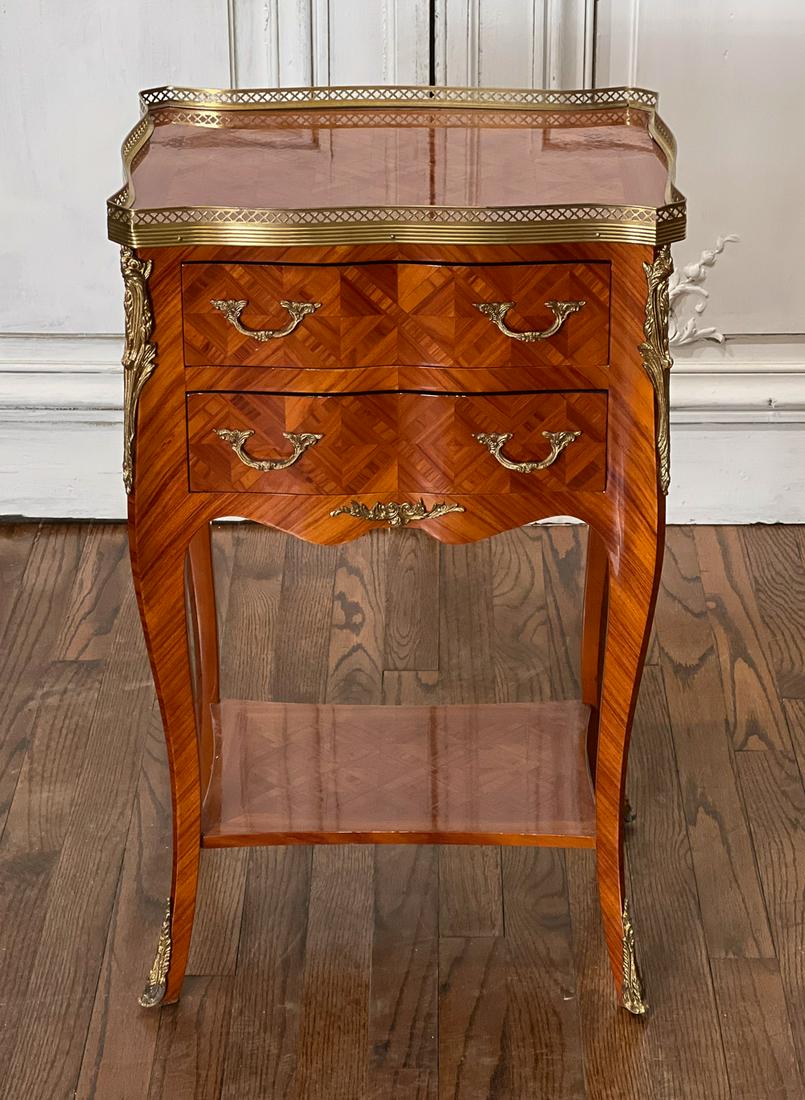 Louis XV Style Parquetry Commode Side Table (1 of 10)