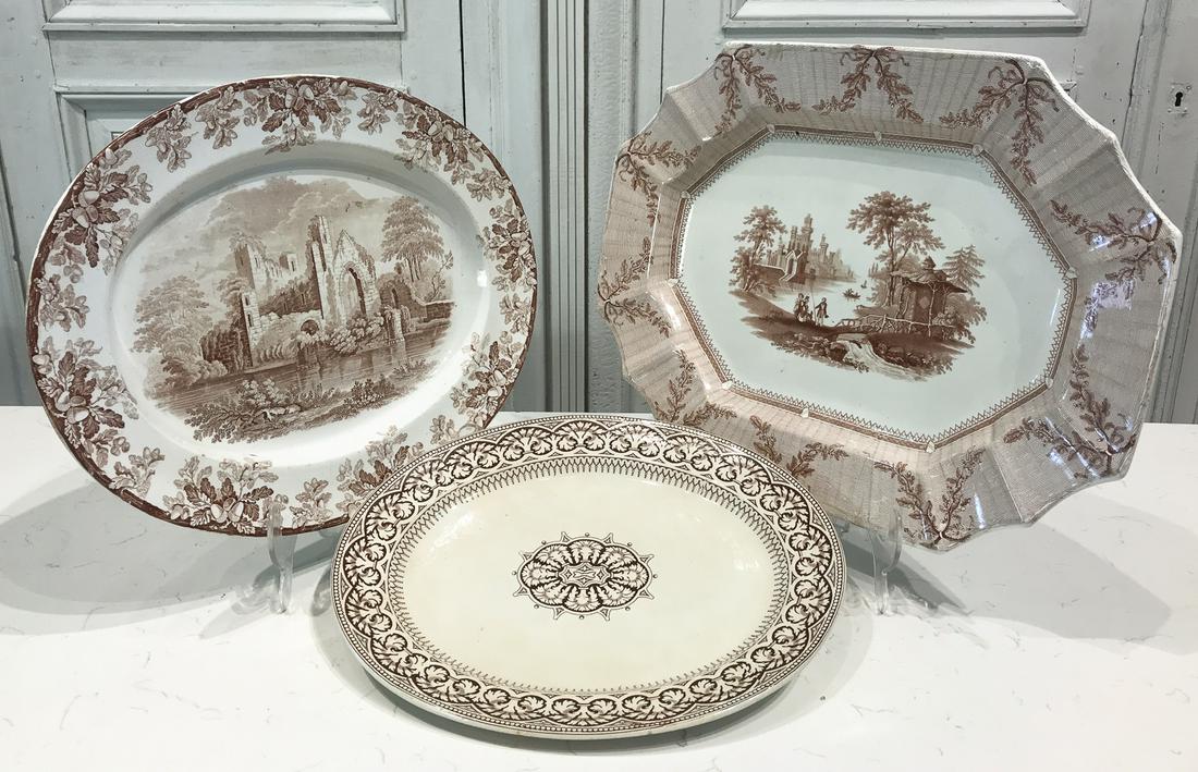 Three Victorian Stoneware Platters (1 of 9)