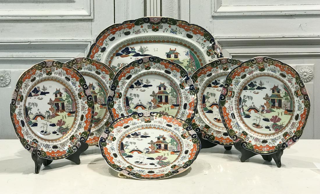 Seven Piece Masons Ironstone Platter And P (1 of 9)