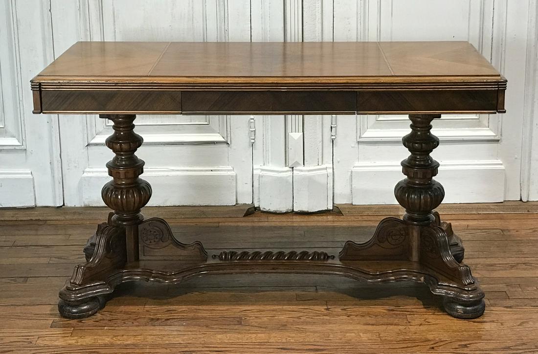 Renaissance Style Inlaid Library Sofa Table (1 of 8)