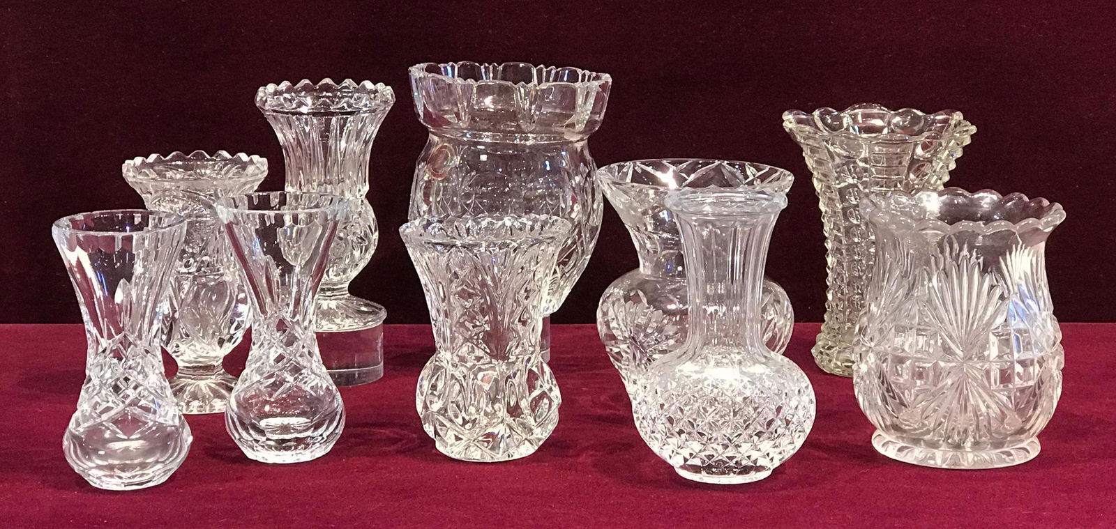 Ten Small Cut And Pressed Glass Vases (1 of 8)