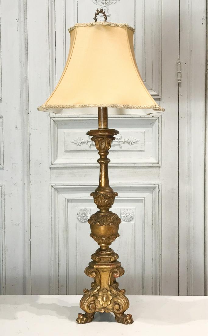 Italian Baroque Style Giltwood Table Lamp (1 of 5)