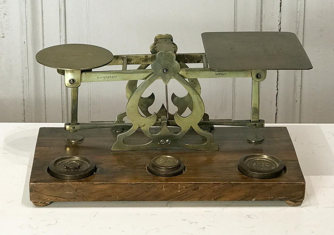 Mordan Brass And Walnut Postal Scale (1 of 5)