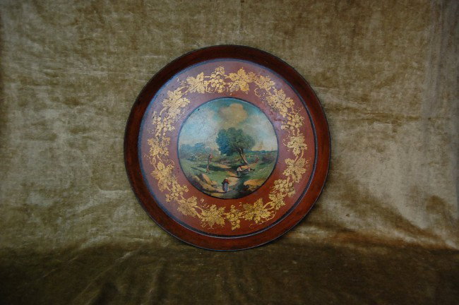 Antique French Tole Tray 17.5w 19th c.: Antique French Tole Tray 17.5w 19th c.