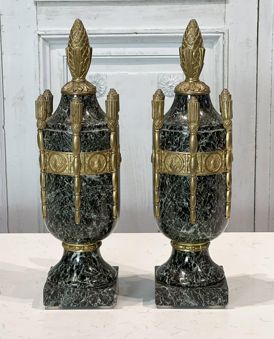 Pair Of French Marble Covered Urns (1 of 13)