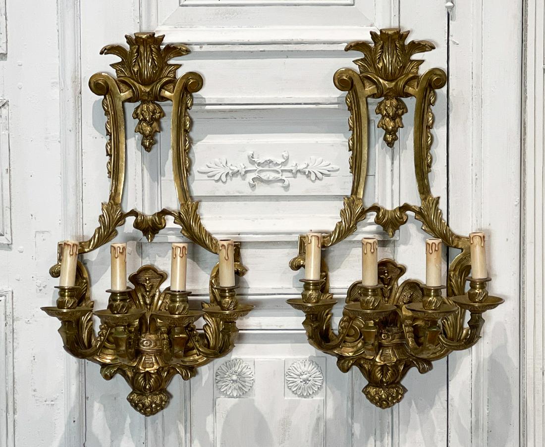 Pair Of 19th Century French Gilt Bronze Sconces (1 of 10)