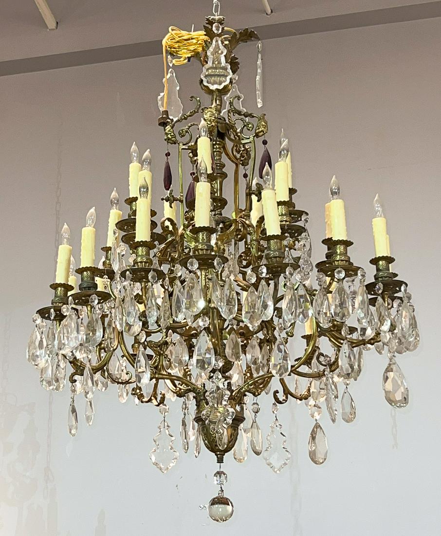 Regence Style Bronze And Glass Chandelier (1 of 8)