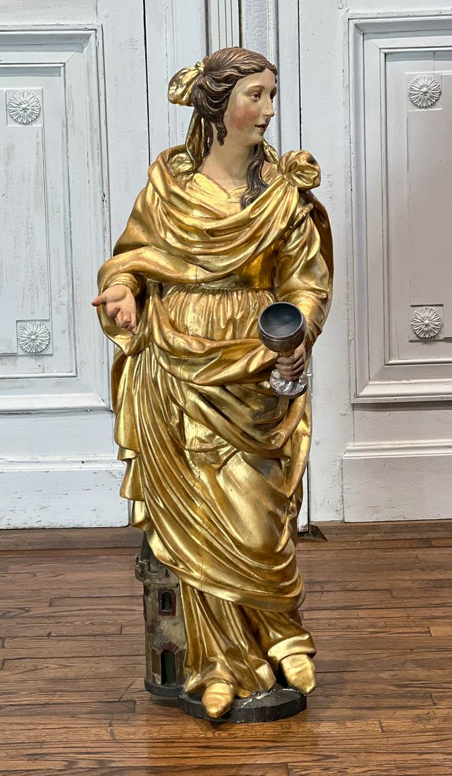 Fine German Carved Wood Figure Of Saint Barbara (1 of 19)