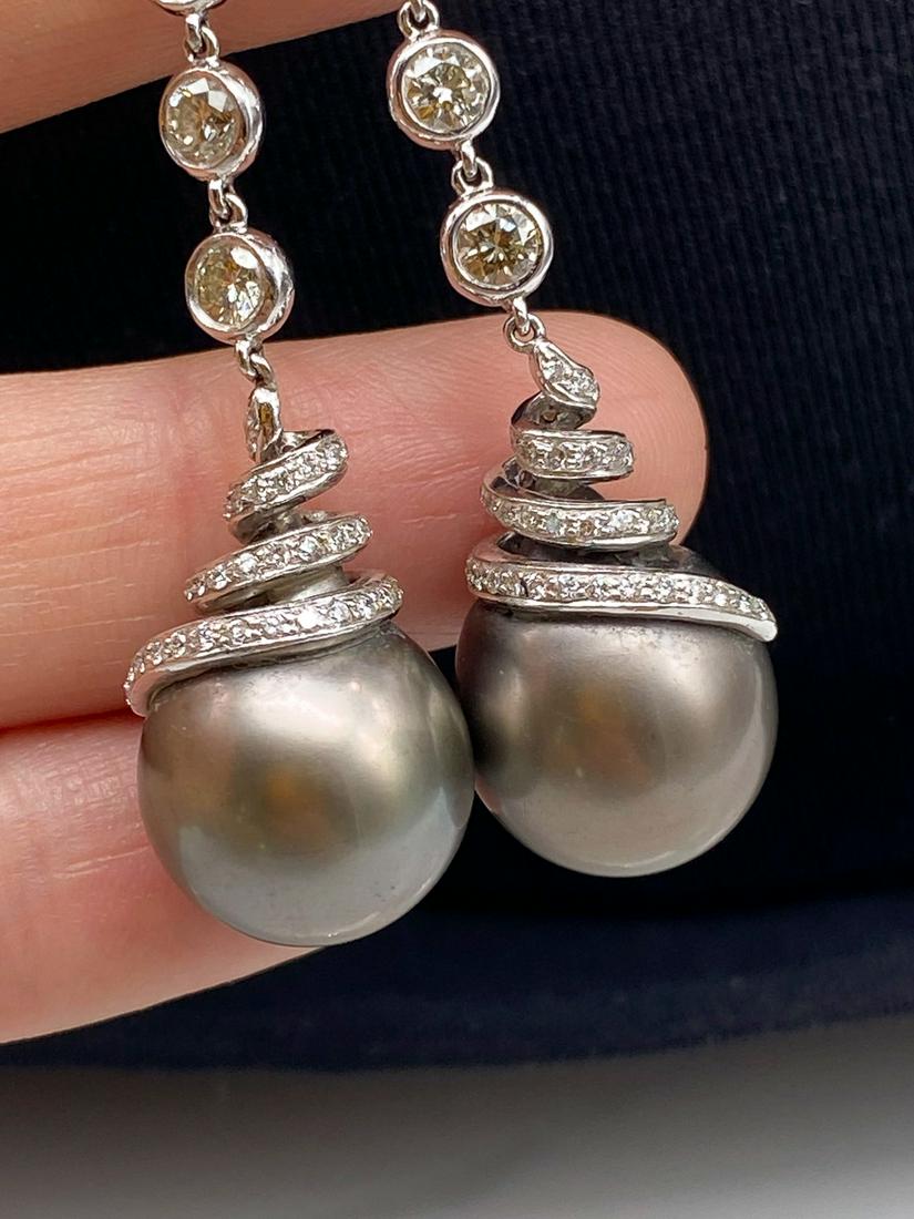 J. Stella Tahitian Pearl And Diamond Earrings (1 of 4)
