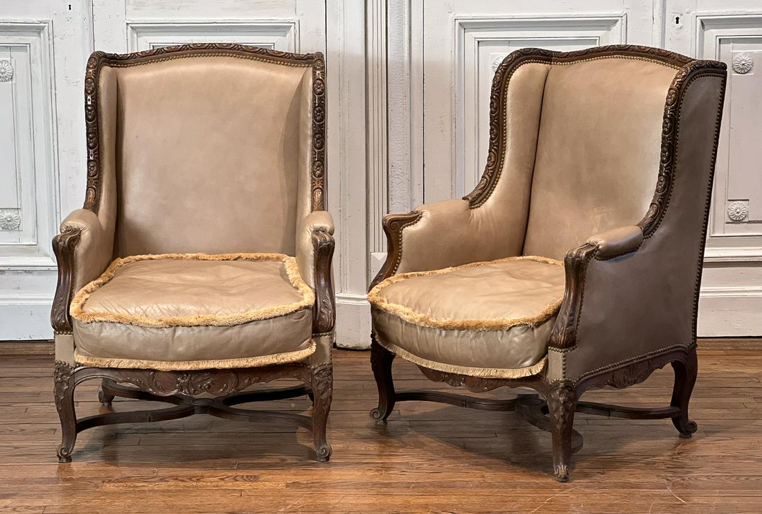 Pair Fauteuil A Oreilles Wing Chairs (1 of 14)