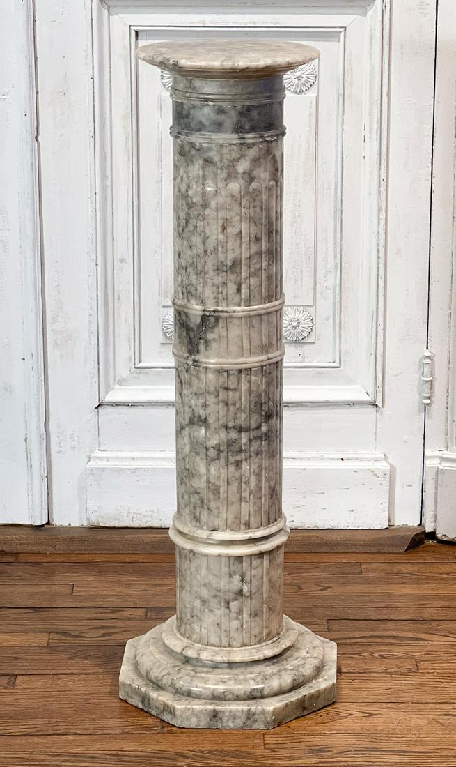 White Arabescato Marble Pedestal (1 of 10)