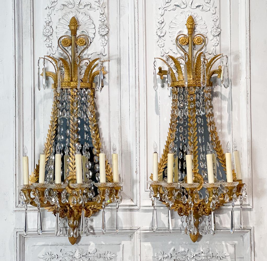 Pair Large Empire Style Gilt Bronze Sconces (1 of 13)