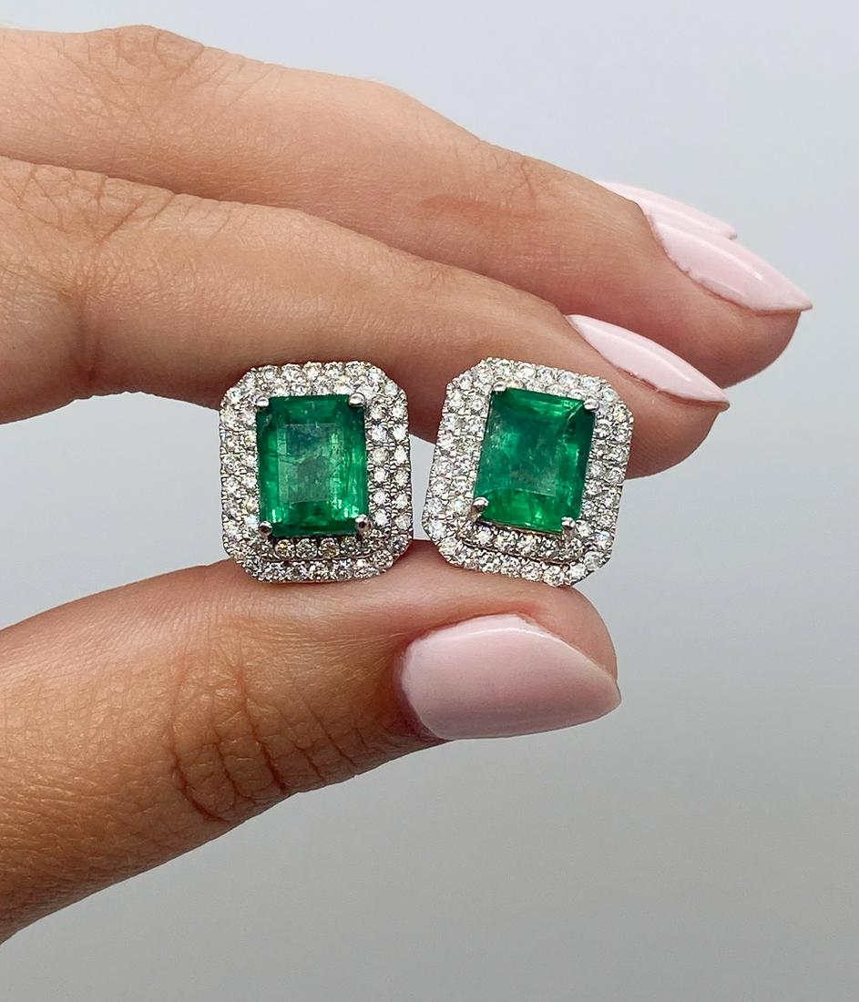 Emerald And Diamond Earrings In Platinum (1 of 4)