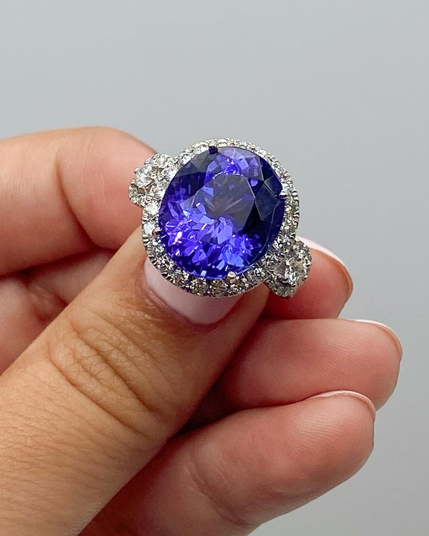 GIA Tanzanite And Diamond Platinum Ring (1 of 6)